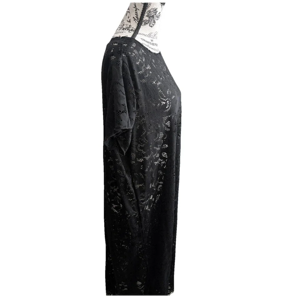 Jessica Simpson Black Lace Maxi 1X Dress Goth Whimsy Festival Coverup Beach
